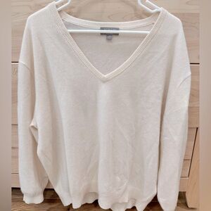 JCrew Soft Cream V-Neck Cashmere Sweater